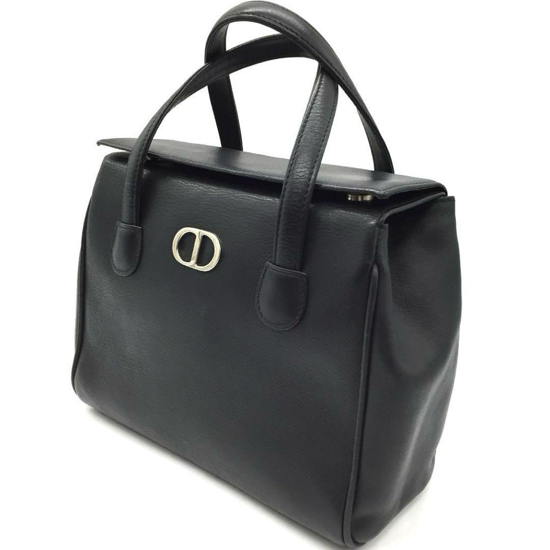 クリスチャンディオール ハンドバッグ CDロゴ ブラック 黒色 レザー 本革