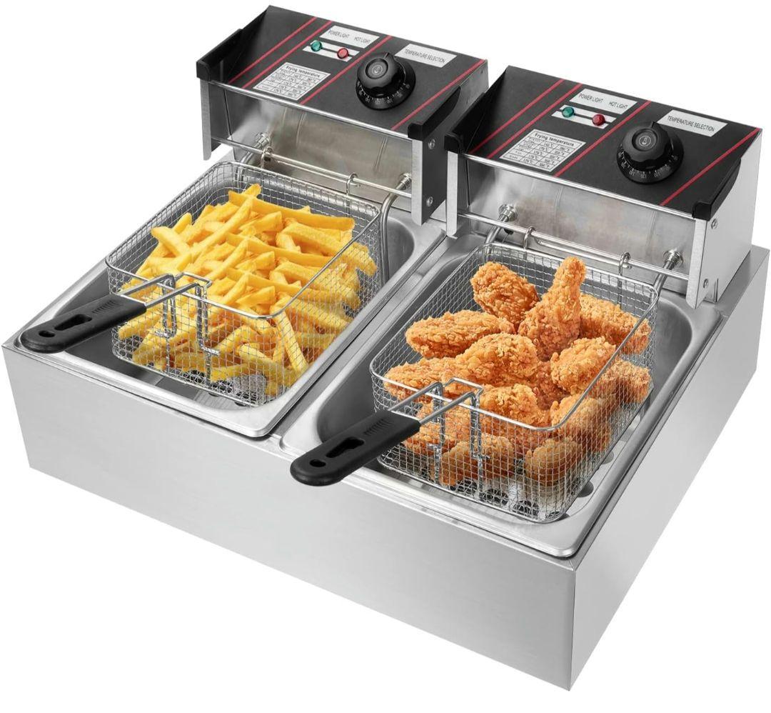 電気フライヤー 2層式 100v変換プラグ１個付き【送料込】