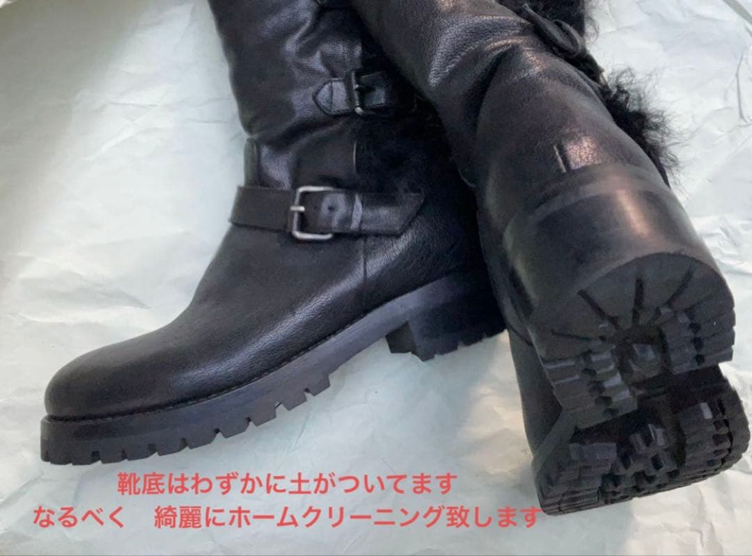 SARTORE サルトル　エンジニアブーツ　ムートンファー　36 黒　23cm