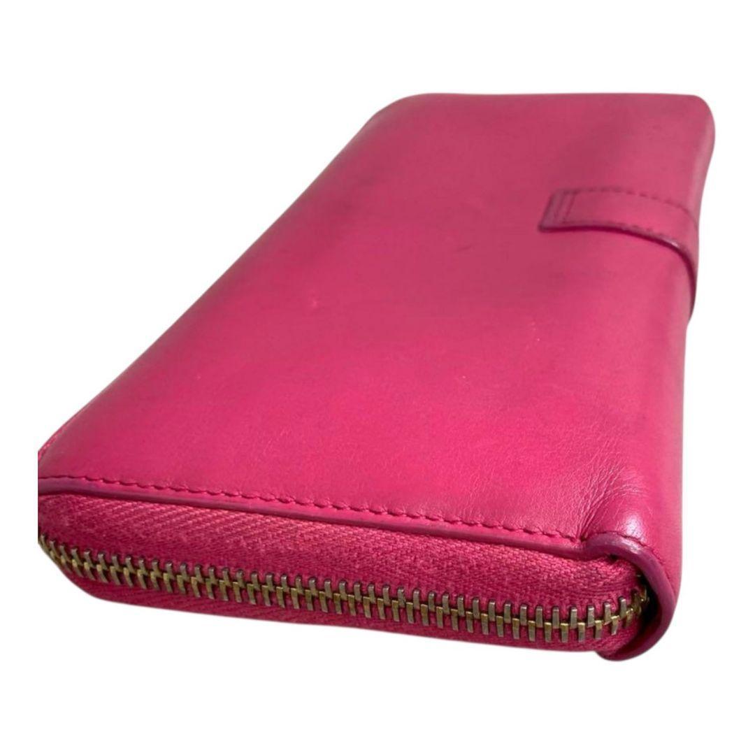 イヴサンローラン長財布 ピンク 【YSL】ラウンドジップ ゴールド金具