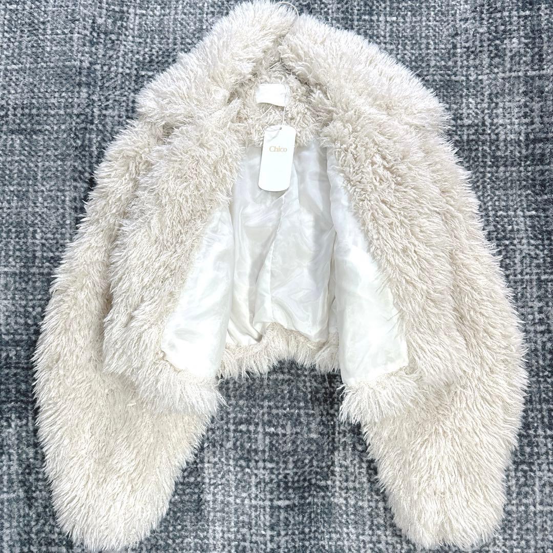 新品タグ付 完売品 チコ Chico プードルコート アイボリー ファーコート