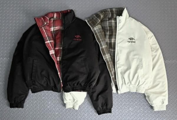 L2142　リバーシブルチェックアウター　S（black）　地底人ONLINE