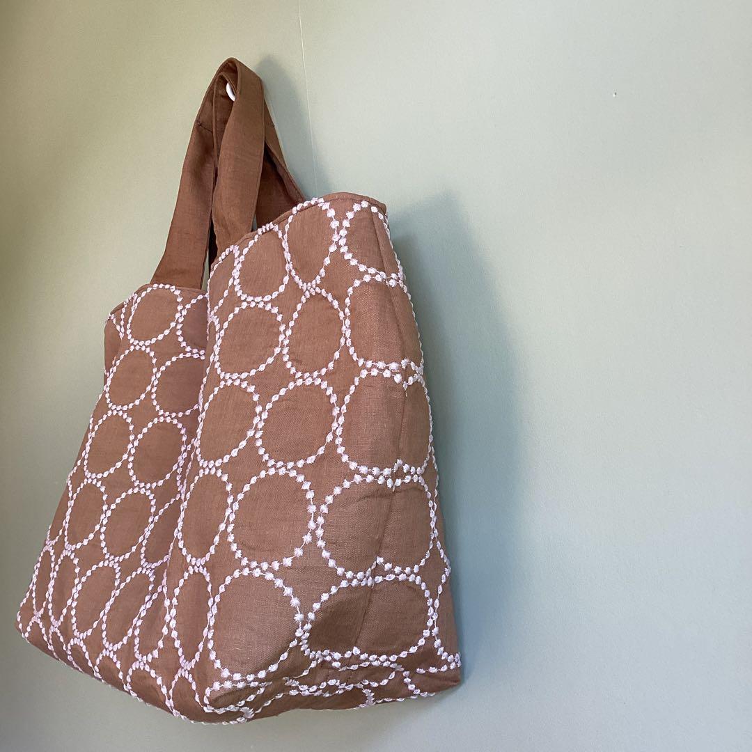 ミナペルホネンタンバリンブラウン　大きめトートバッグハンドメイド