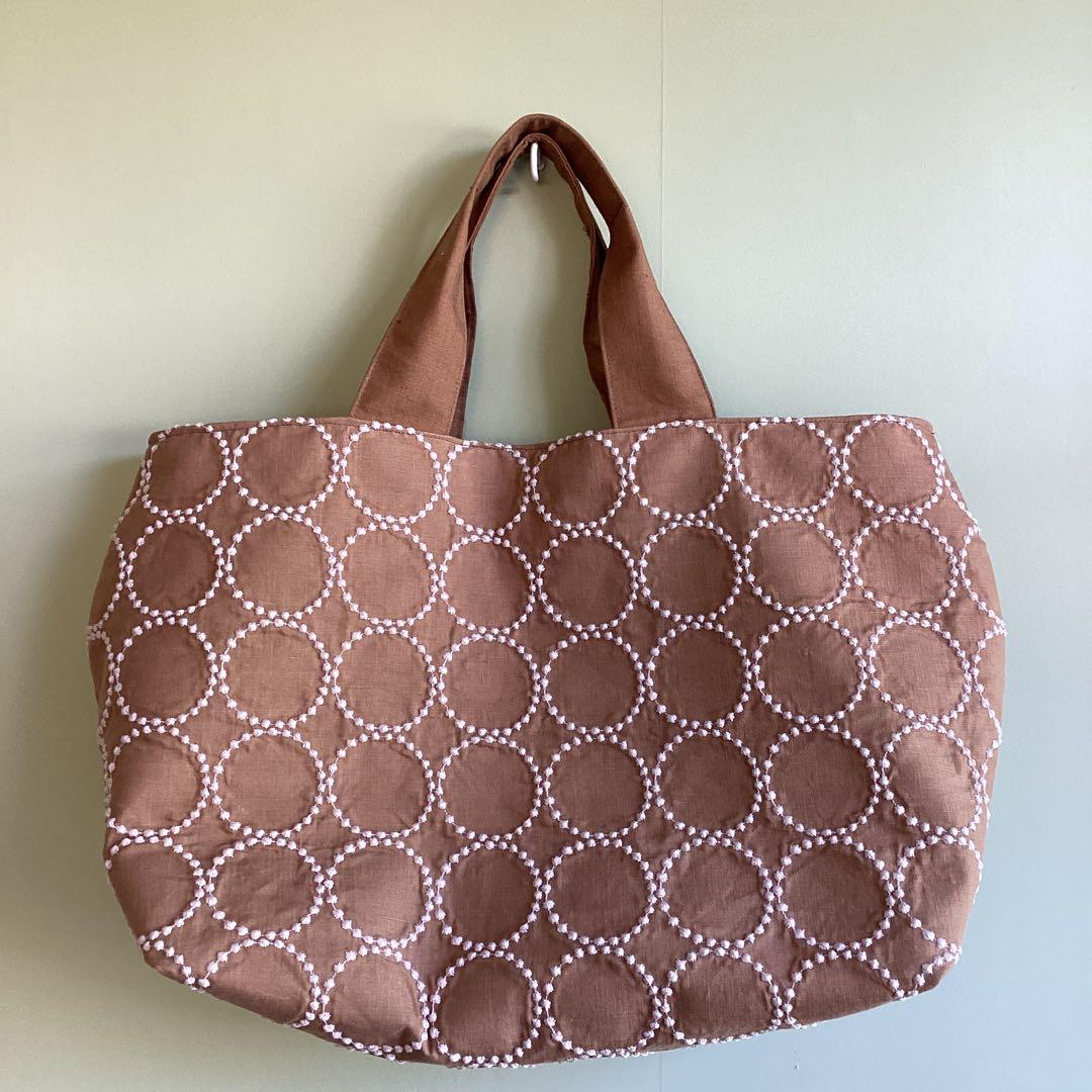 ミナペルホネンタンバリンブラウン　大きめトートバッグハンドメイド