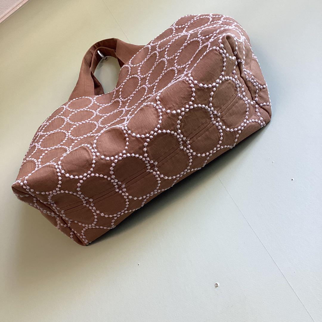 ミナペルホネンタンバリンブラウン　大きめトートバッグハンドメイド
