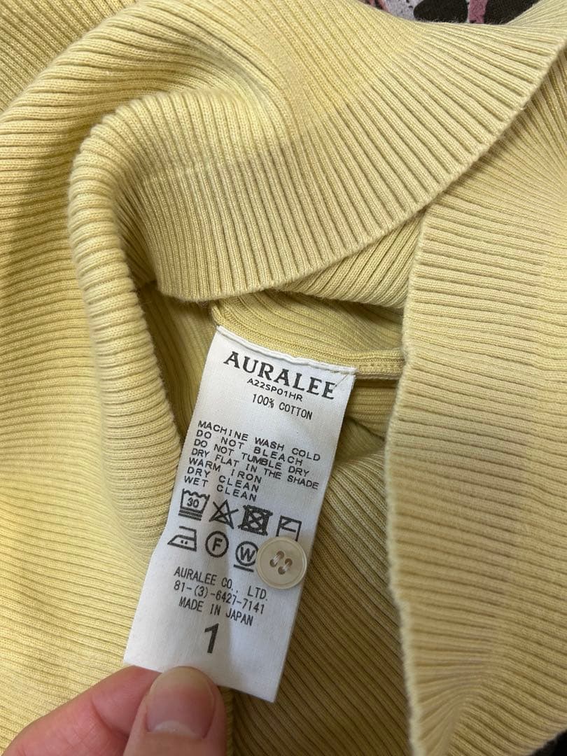 AURAALEE GIZA HIGH GAUGE RIB KNIT イエロー
