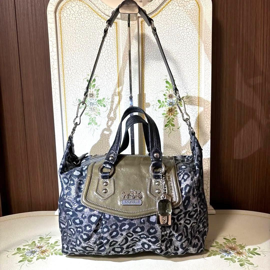 COACH 3WAY ハンドバッグ ショルダーバッグ レオパード柄