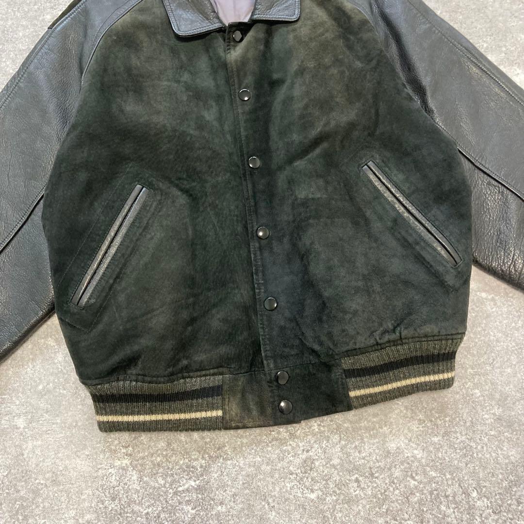 【SCENE】 シーン オールレザースタジャン 90s ヴィンテージ 刺繍 黒