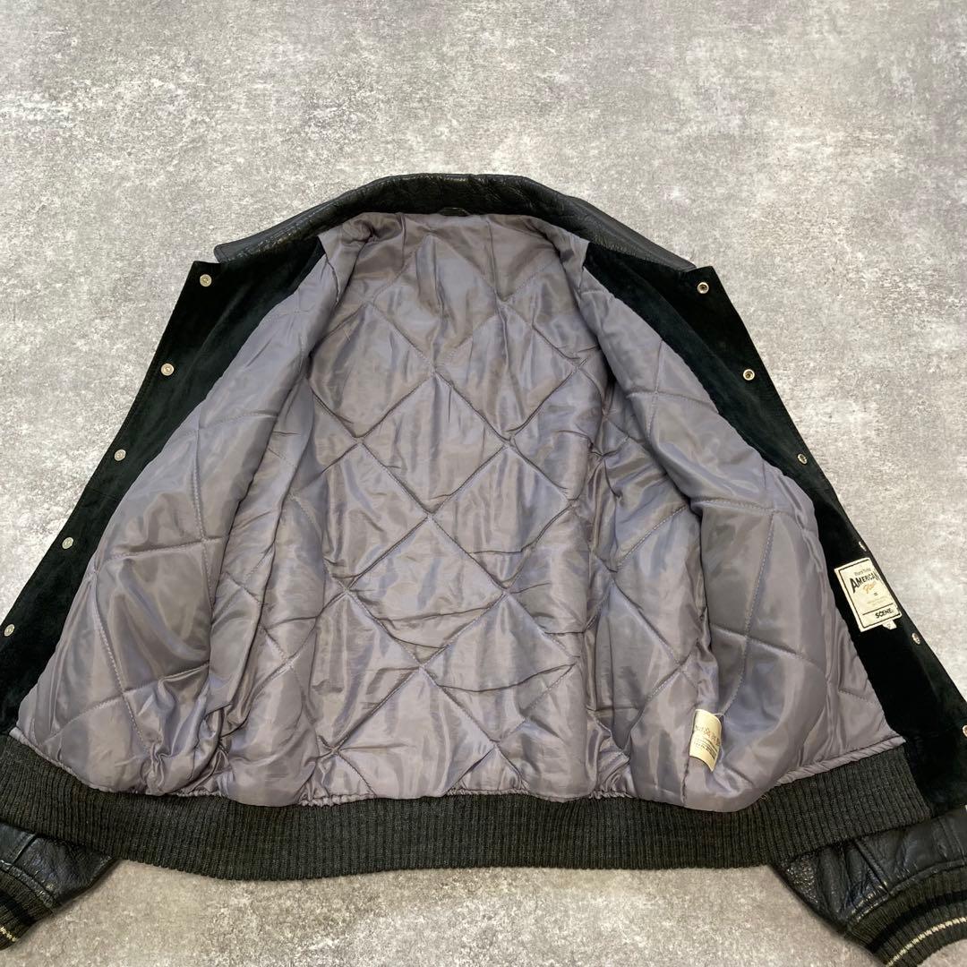 【SCENE】 シーン オールレザースタジャン 90s ヴィンテージ 刺繍 黒