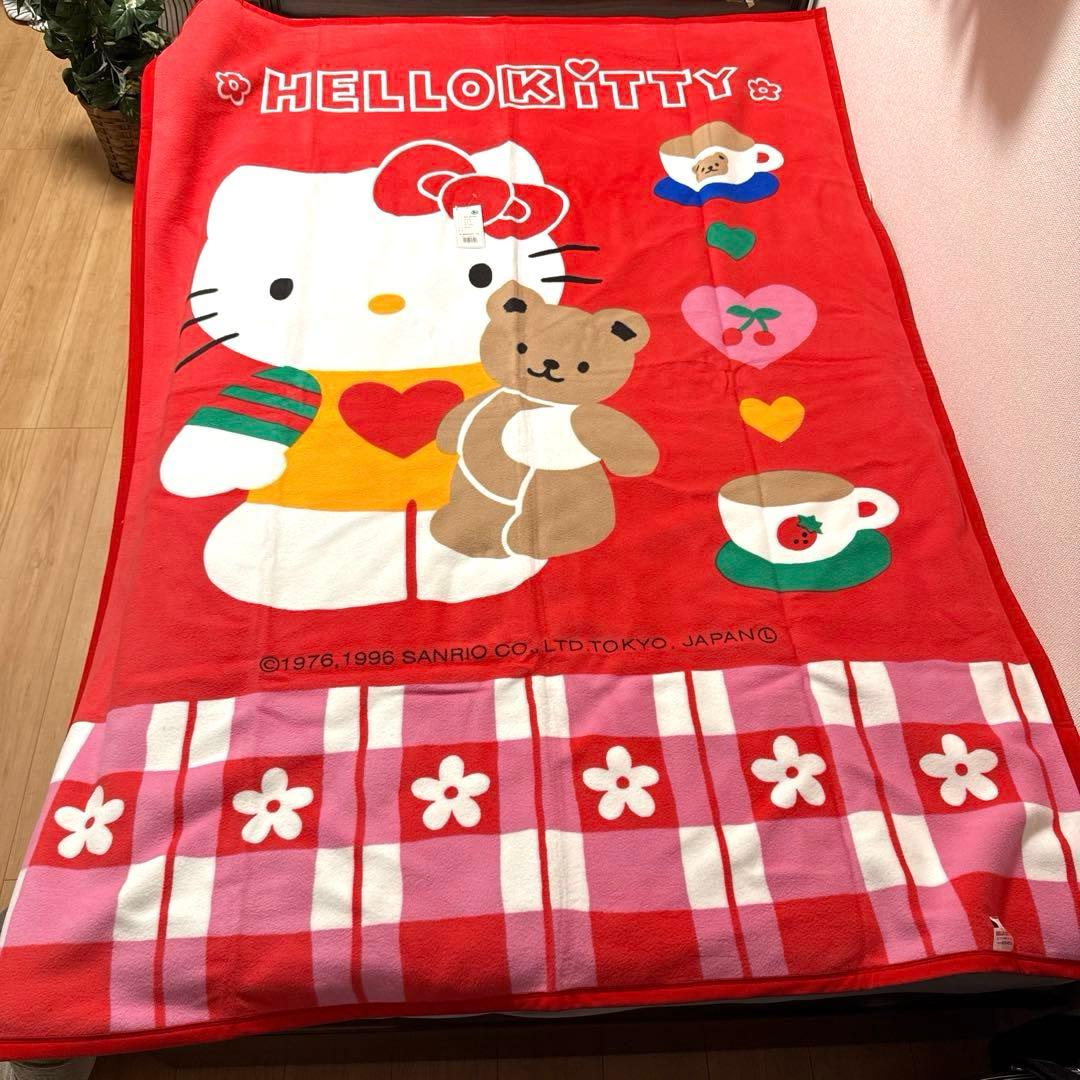 【HELLO KITTY】　タグ付き 未使用 ハローキティ　綿毛布　1996年製