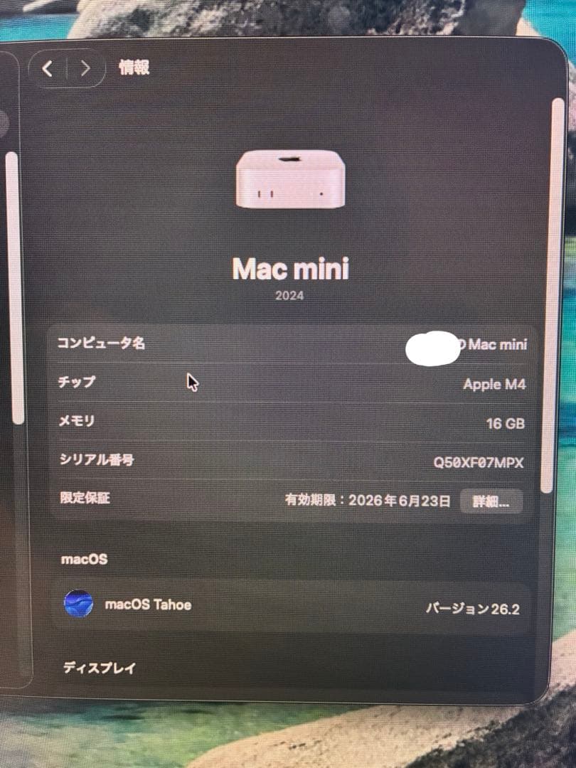 お値下げ対応 m4 macmini メモリ16GB SSD 256GB