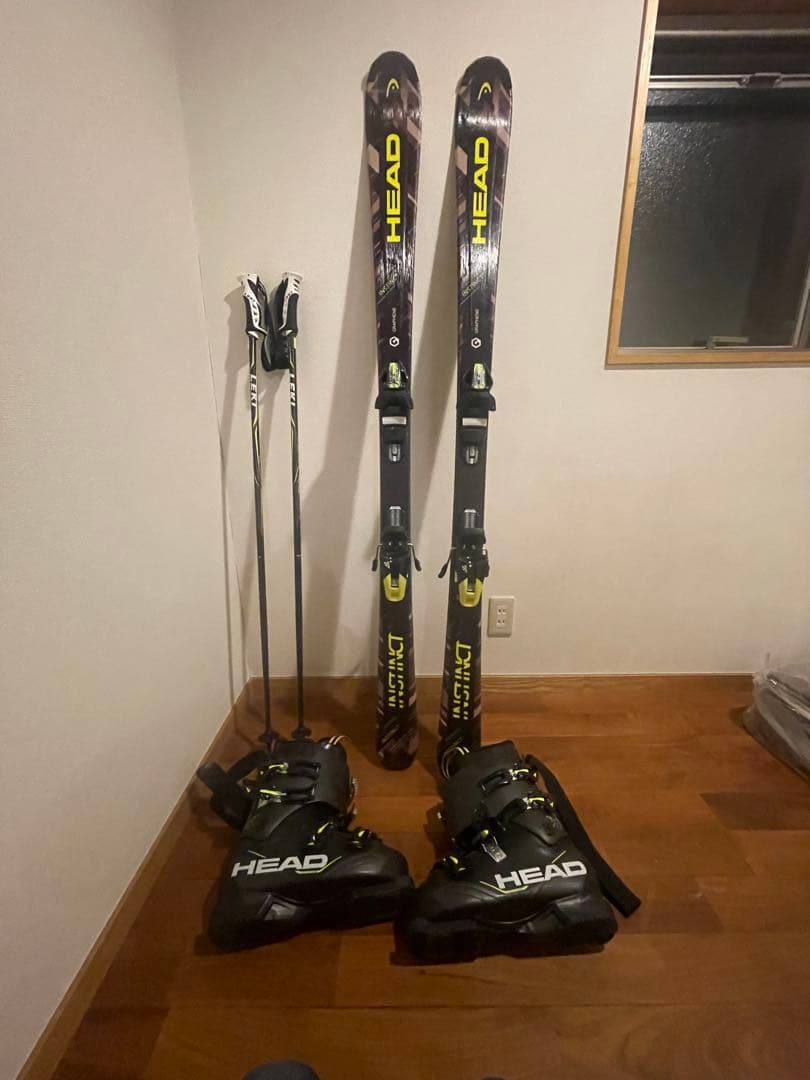 HEAD スキーセット 板156センチ、ブーツ28センチ、ストック115センチ