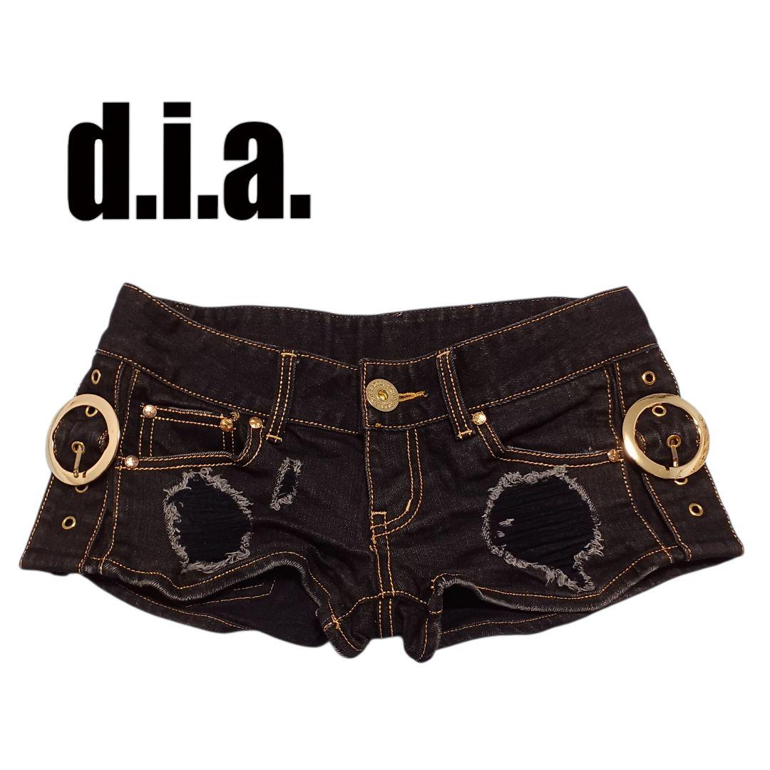 d.i.a. ダイヤ 金糸 ベルト ブラック デニム ショーパン ギャル 黒金