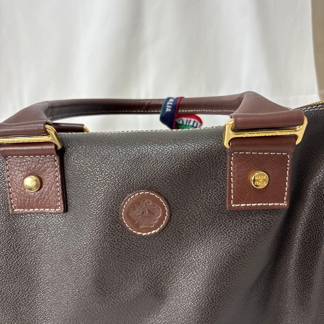 【2ウェイ】美品　オロビアンコ　ボストンバック　PVC 茶革　ゴールド金具