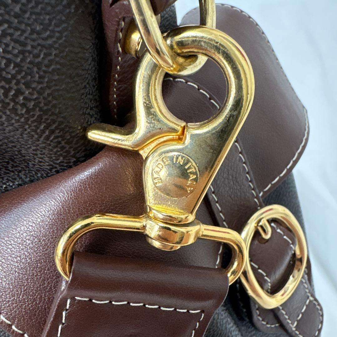 【2ウェイ】美品　オロビアンコ　ボストンバック　PVC 茶革　ゴールド金具