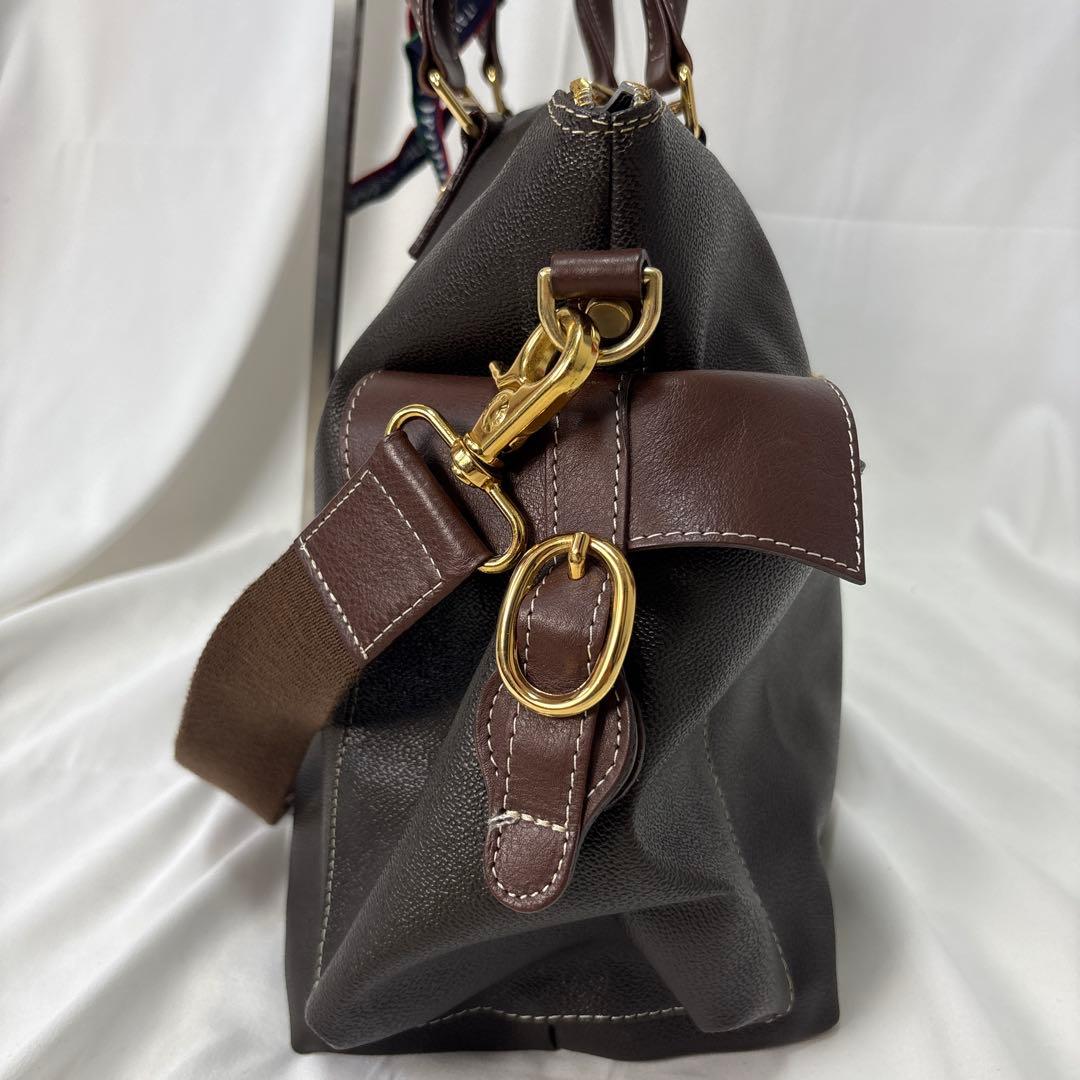 【2ウェイ】美品　オロビアンコ　ボストンバック　PVC 茶革　ゴールド金具