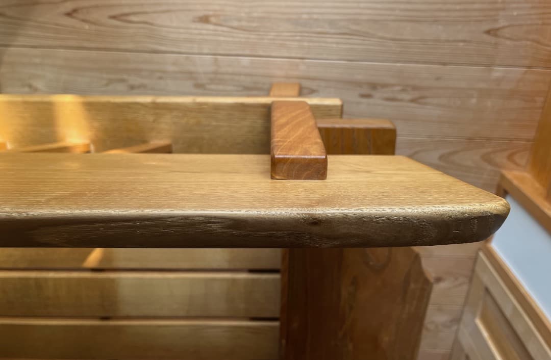 マ*ル様 府中家具製　柿の木　無垢材　３人掛けソファ　オイル仕上げ　蜜蝋メンテ