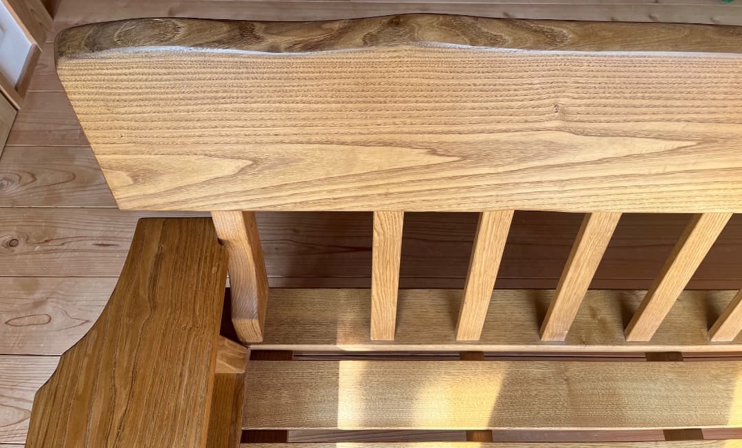 マ*ル様 府中家具製　柿の木　無垢材　３人掛けソファ　オイル仕上げ　蜜蝋メンテ