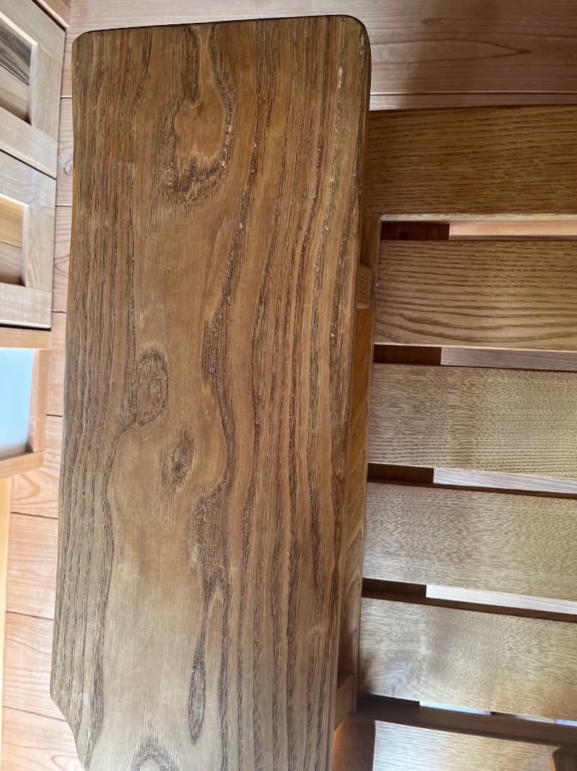 マ*ル様 府中家具製　柿の木　無垢材　３人掛けソファ　オイル仕上げ　蜜蝋メンテ