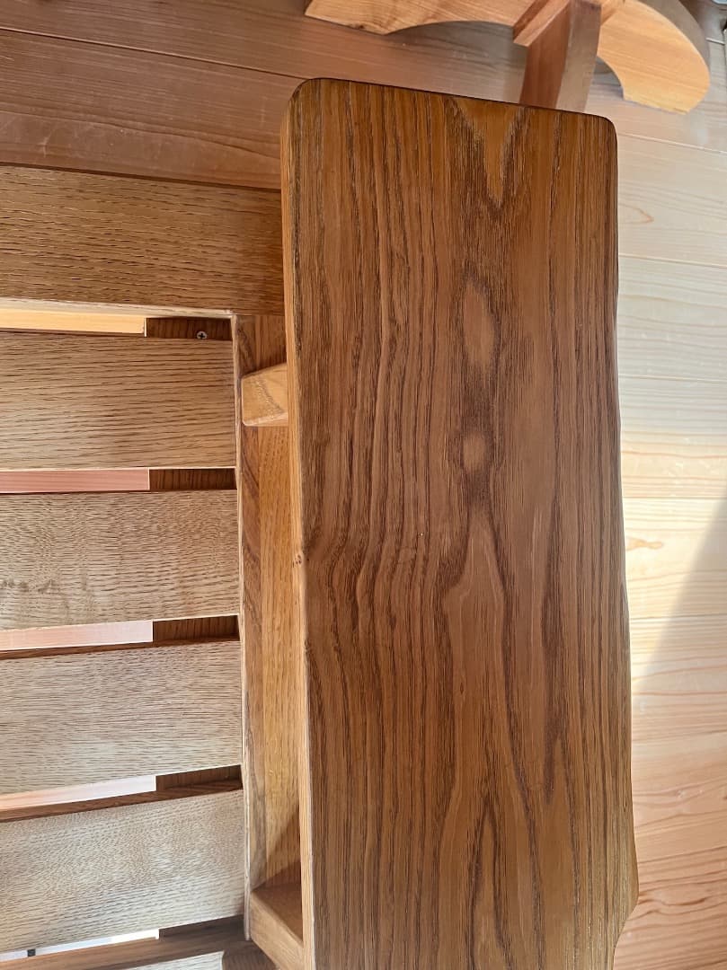 マ*ル様 府中家具製　柿の木　無垢材　３人掛けソファ　オイル仕上げ　蜜蝋メンテ