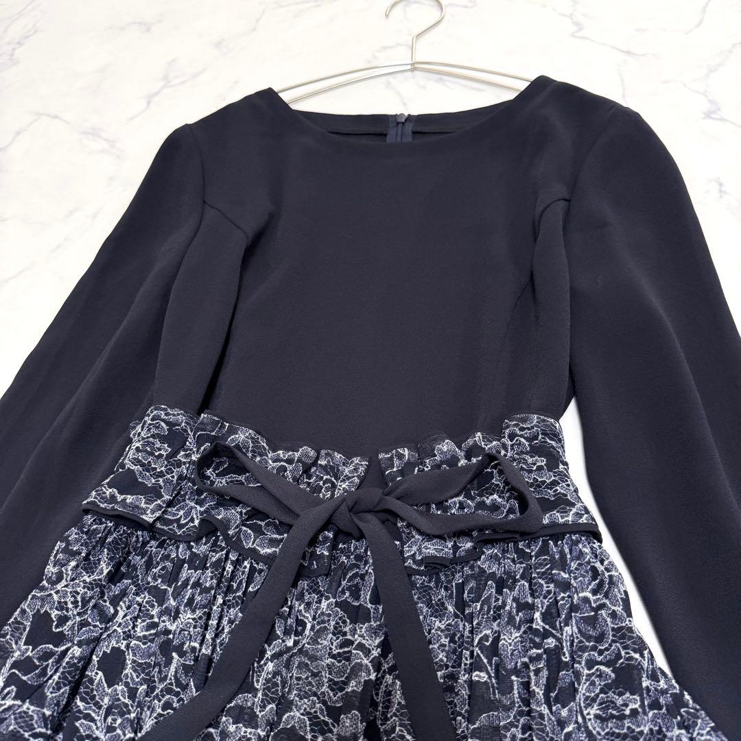 【レリアン】ドッキングワンピース　ウエストゴムベルト　ネイビー　Mサイズ