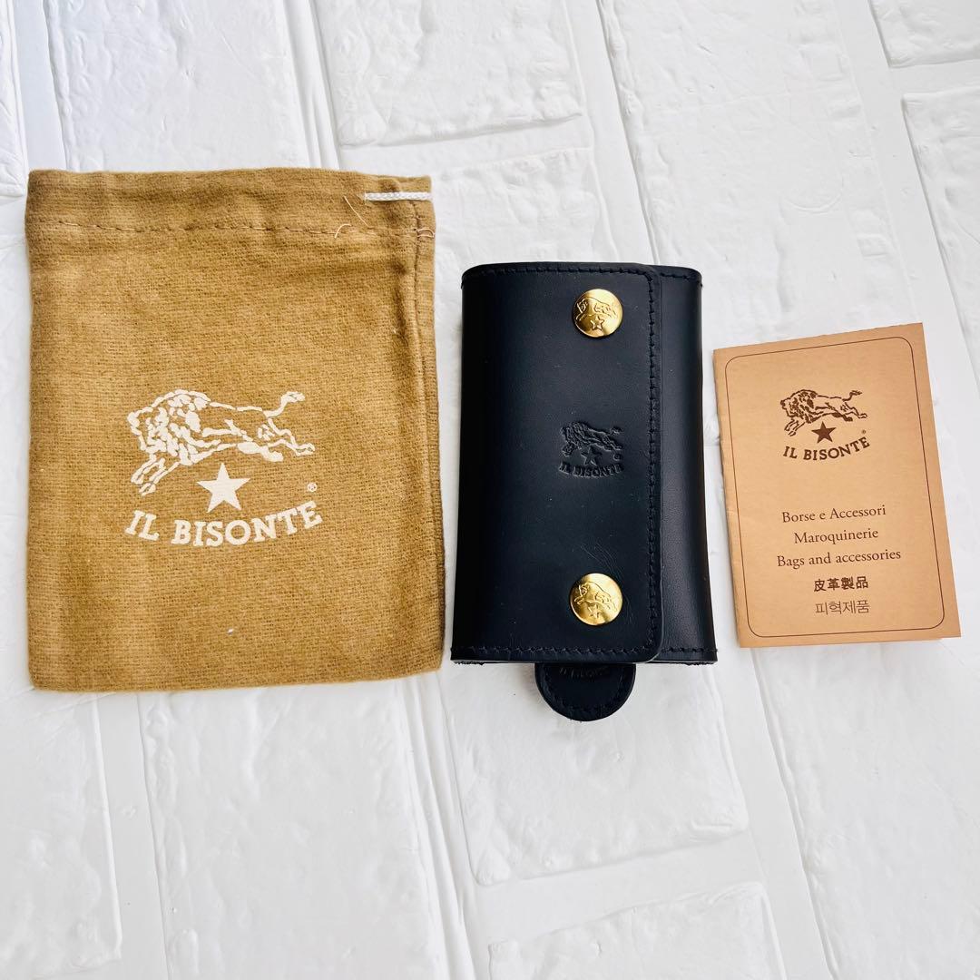 【新品タグ付き】IL BISONTE ブラック キーケース 箱無し 巾着付き