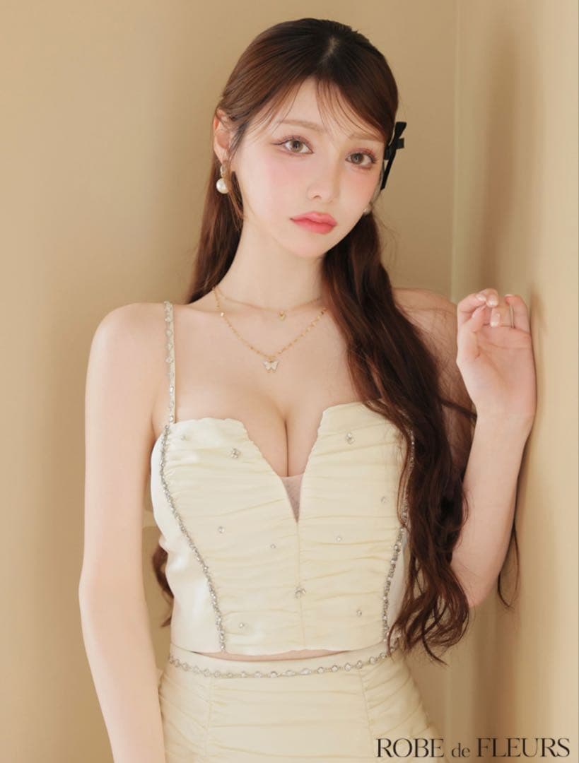 ROBE de FLEURS ドレス　アイボリー　Sサイズ