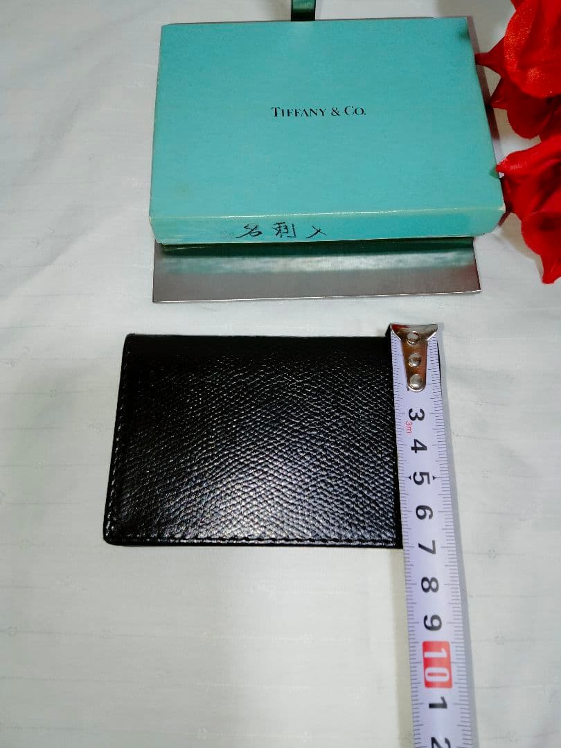 超美品 Tiffany ティファニー レザー 名刺入れ カードケース スリム 黒