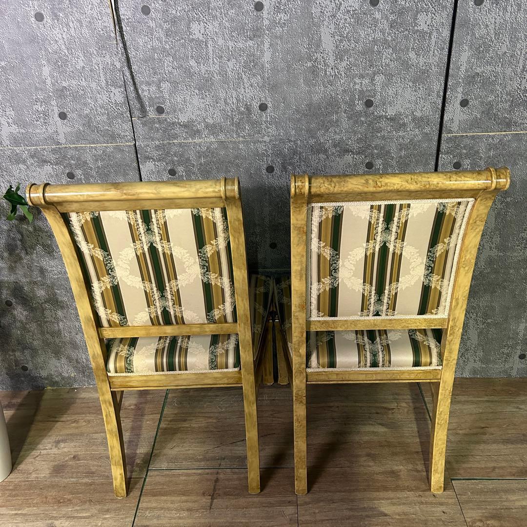 トトロ꧁イタリア製꧂ダイニングチェア2脚 ストライプ ヨーロッパ 食卓椅子