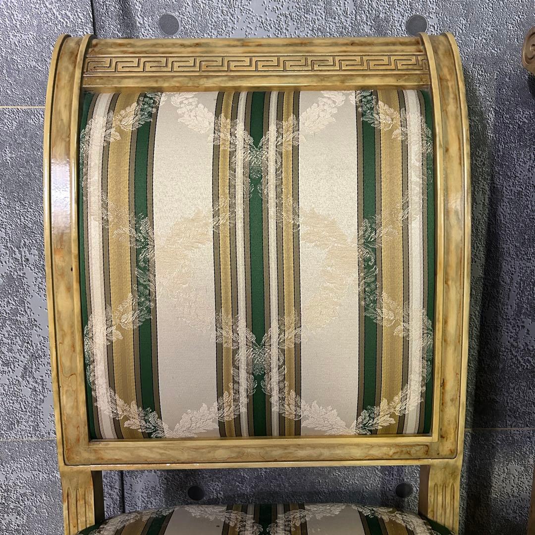 トトロ꧁イタリア製꧂ダイニングチェア2脚 ストライプ ヨーロッパ 食卓椅子