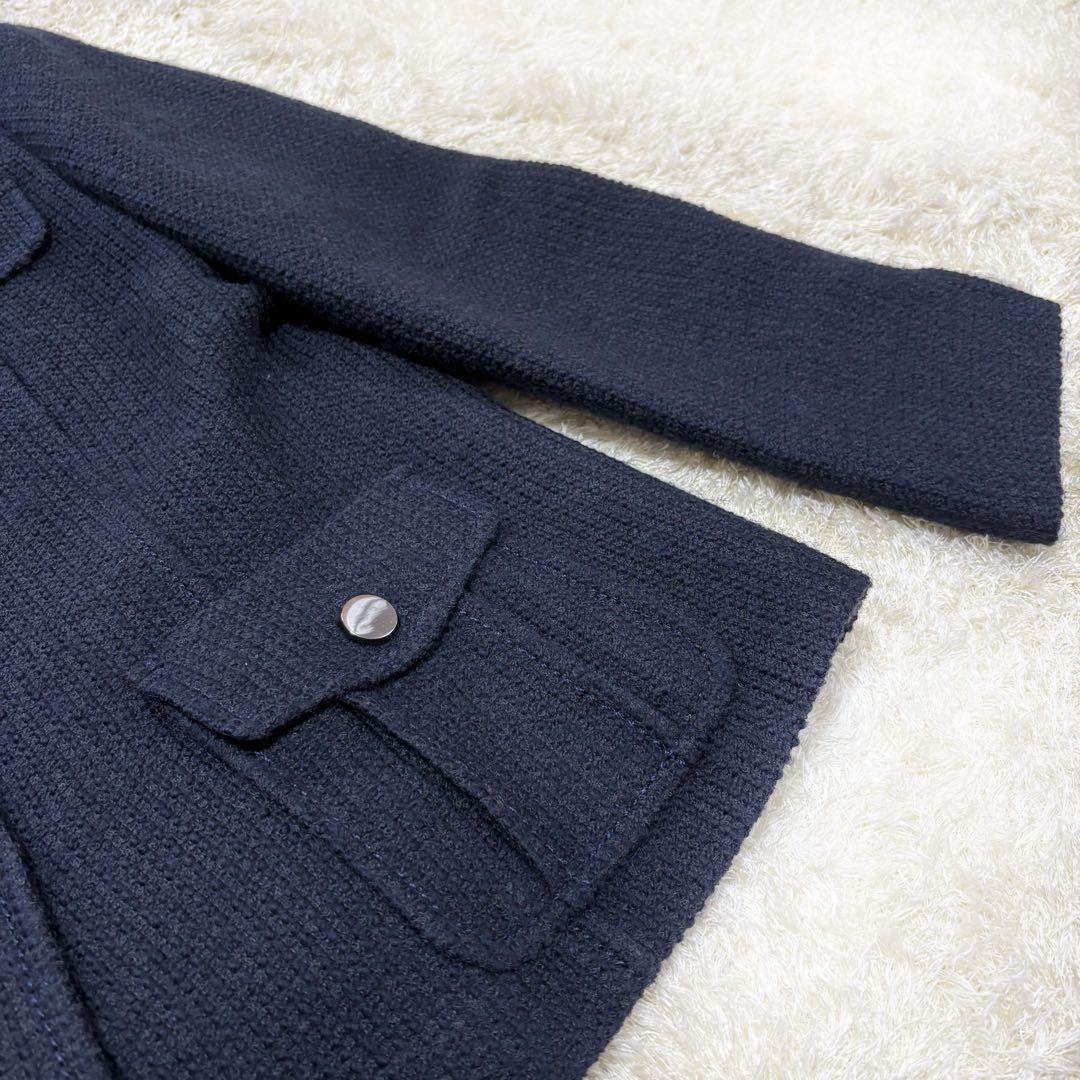 【美品】23区　ツイード　ウール　ジャケット　ネイビー　大きめサイズ　48 5L