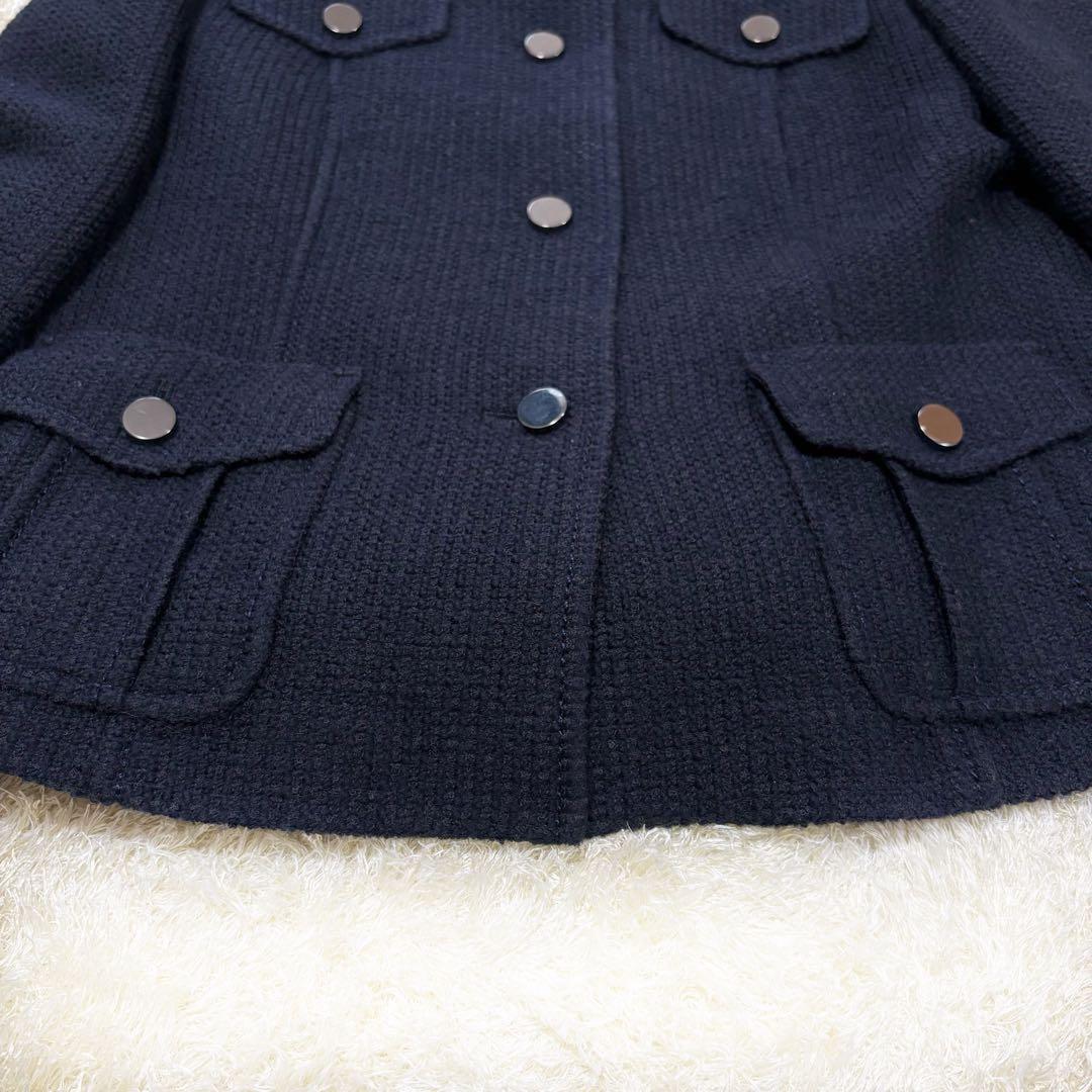 【美品】23区　ツイード　ウール　ジャケット　ネイビー　大きめサイズ　48 5L