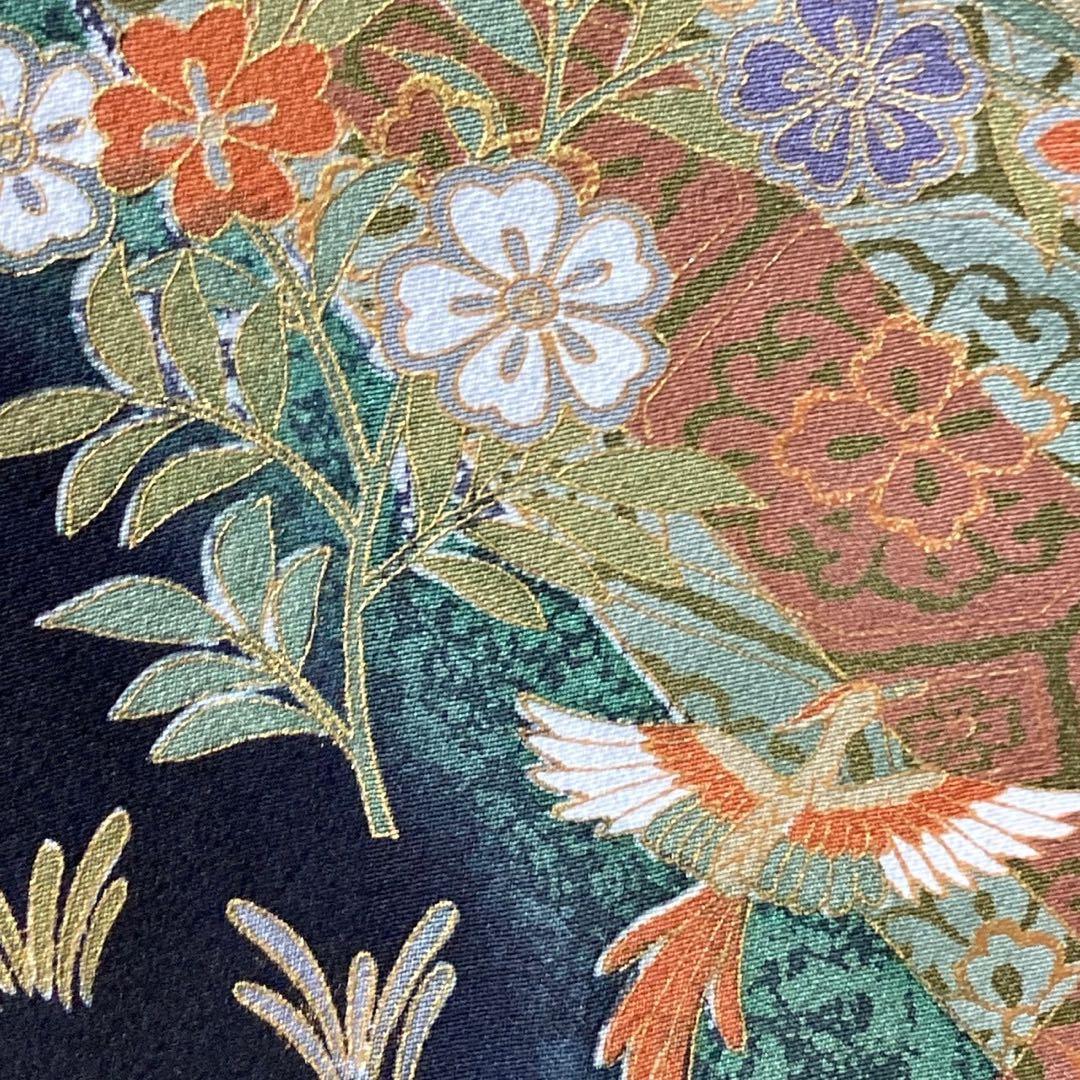 ［1003］黒留袖 美品 鳳凰蜀江 比翼付 五つ紋 違柏 金彩 正絹 着物 袷