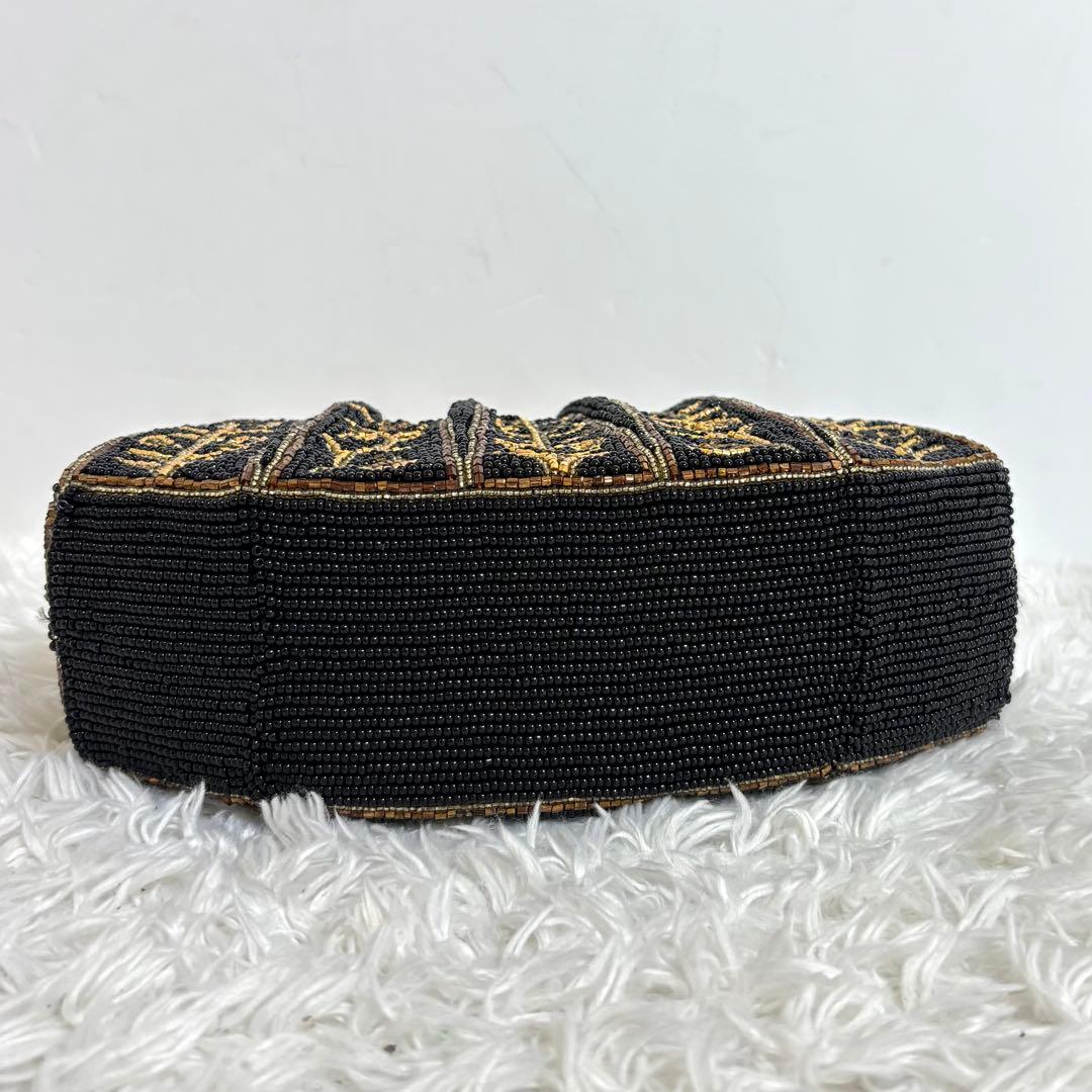 【美品】 ビーズバッグ がま口 チェーンショルダー