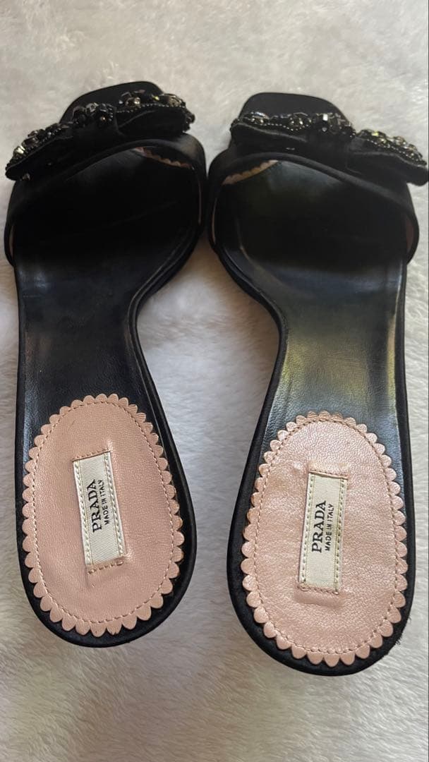 『美品』PRADA プラダ　ミュール　サンダル ヒール　L 黒　ブラック　上品