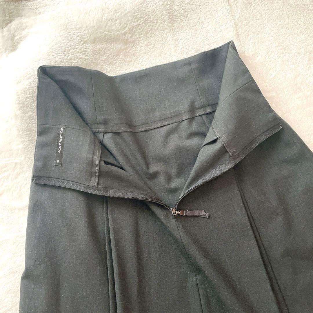 極美品⭐︎FOXEY NEW YORK チャコール ベルト付 スカートスーツ L