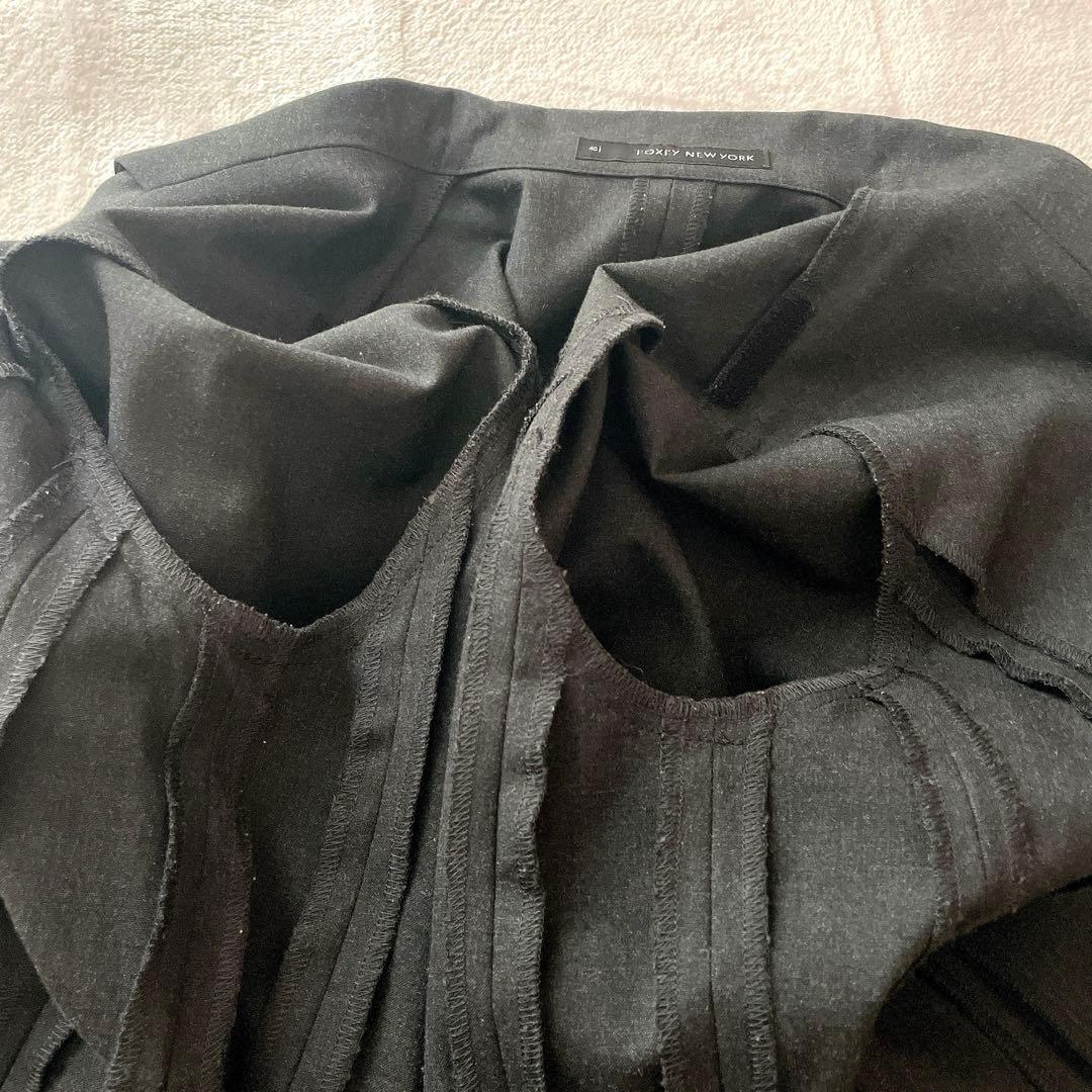 極美品⭐︎FOXEY NEW YORK チャコール ベルト付 スカートスーツ L