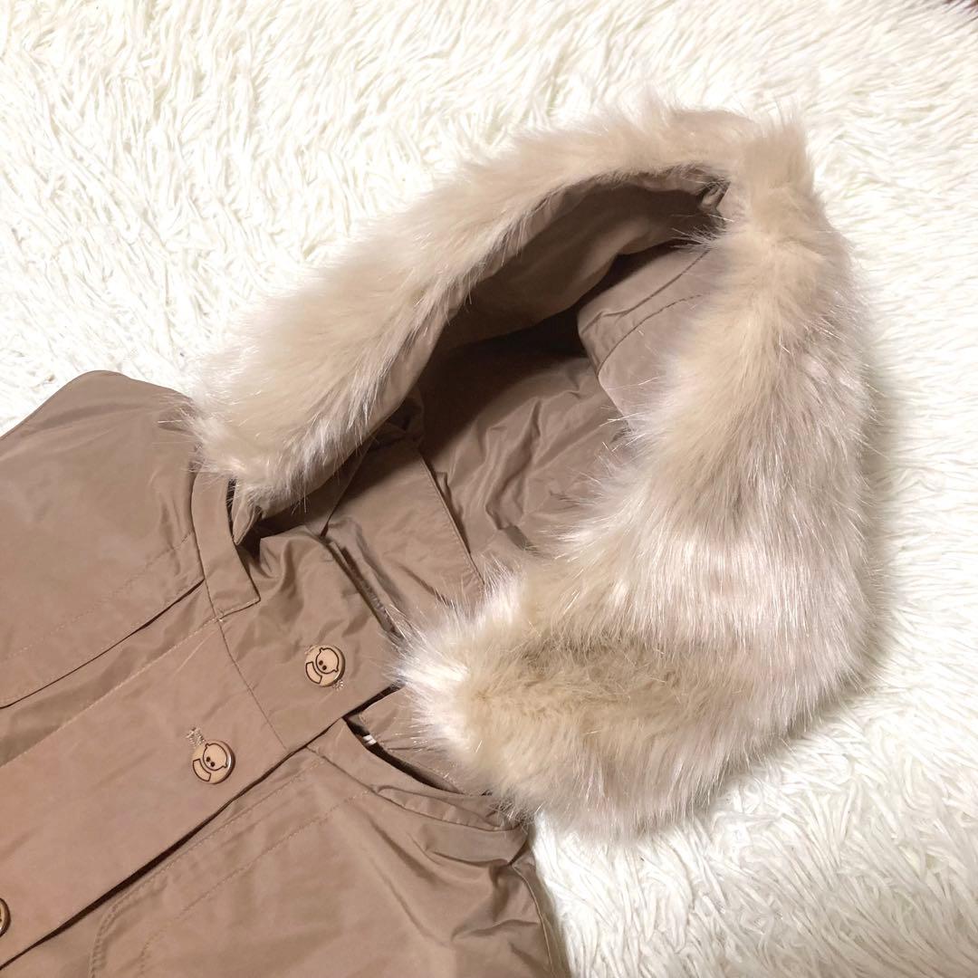 【美品】STUDIO PICONE ロングベスト　ジレ　フード　ボア　裏地総柄