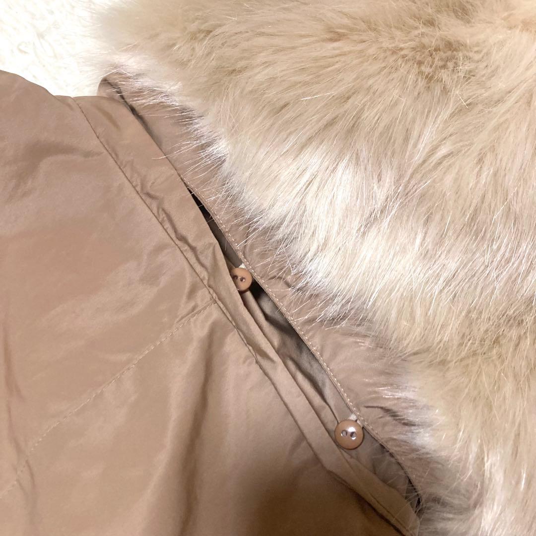 【美品】STUDIO PICONE ロングベスト　ジレ　フード　ボア　裏地総柄