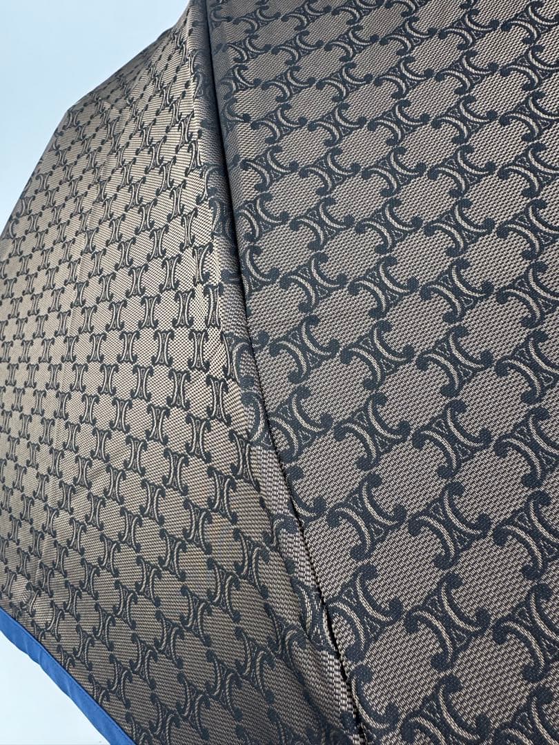 CELINE セリーヌ　折りたたみ傘 ロゴ柄 ブラウン/ブルー