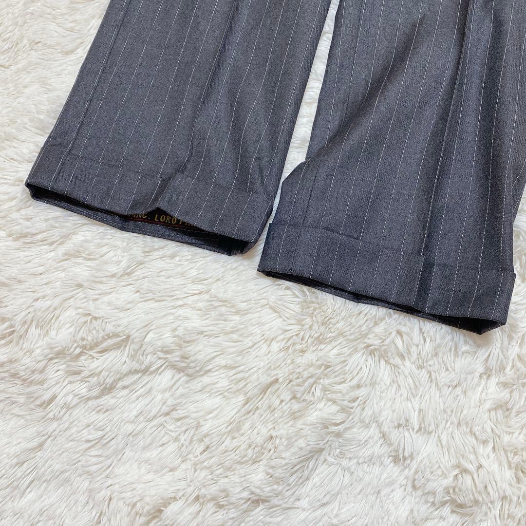 高級生地✨ロロピアーナ　オーダースーツ　セットアップ　ストライプ　L相当　グレー