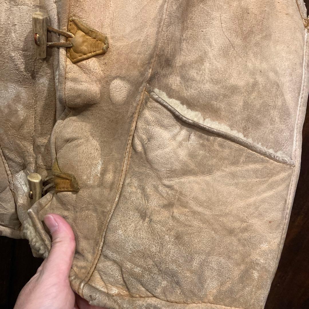 アメリカ古着 シープスキン ムートンベスト トグルボタン 80年代 ビンテージ