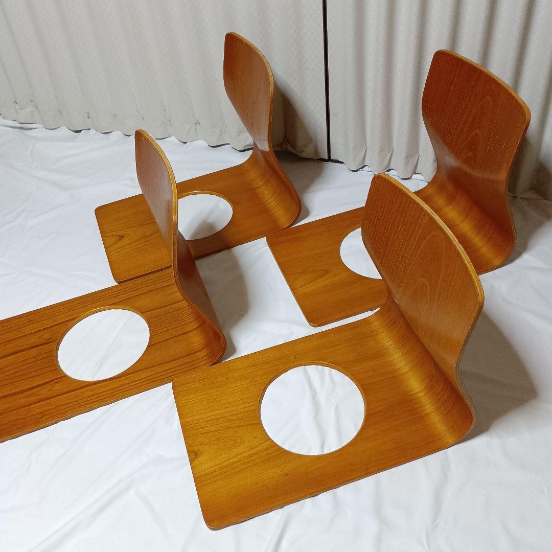 【バラ売り可】天童木工　座椅子　四脚セット　曲げ木座椅子　和室座イス　藤森健次