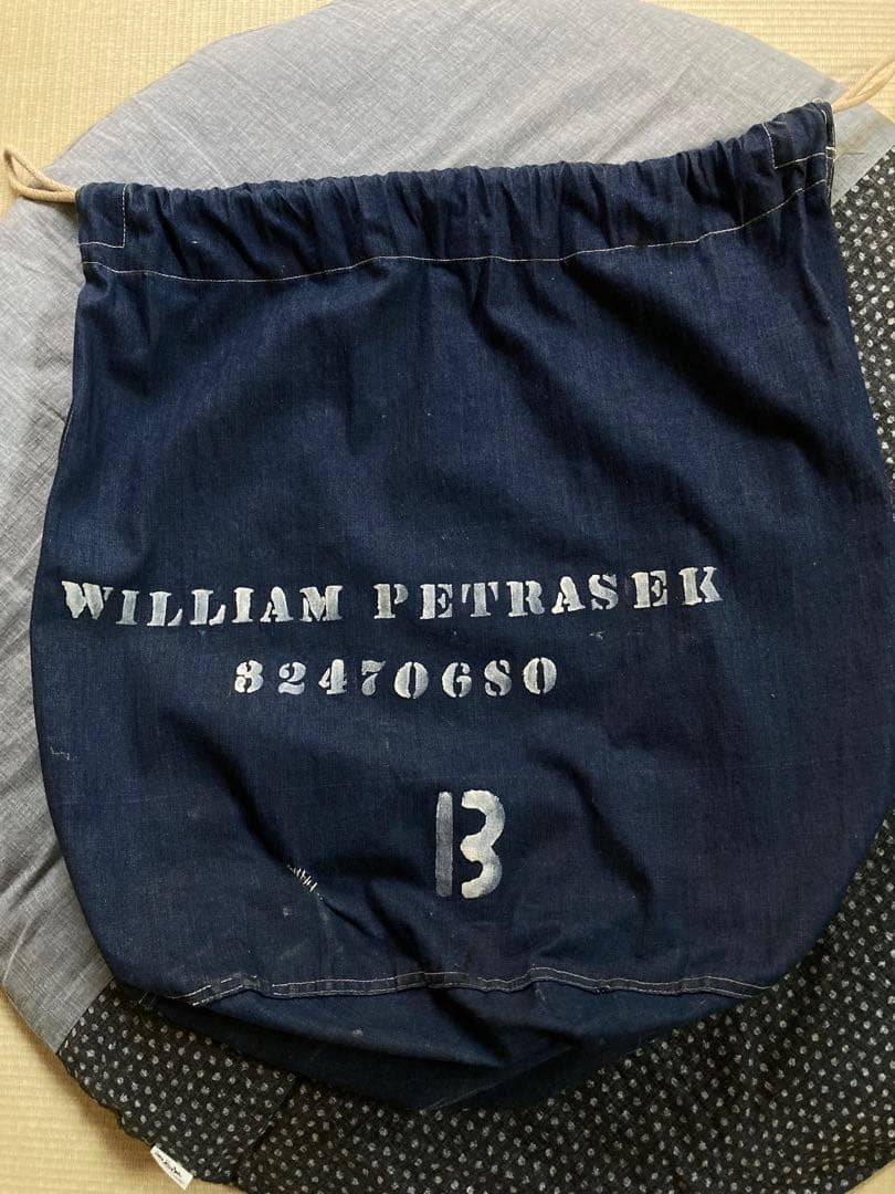 30s 40s ヴィンテージ デニム ランドリーバッグ 真紺 ARMY NAVY