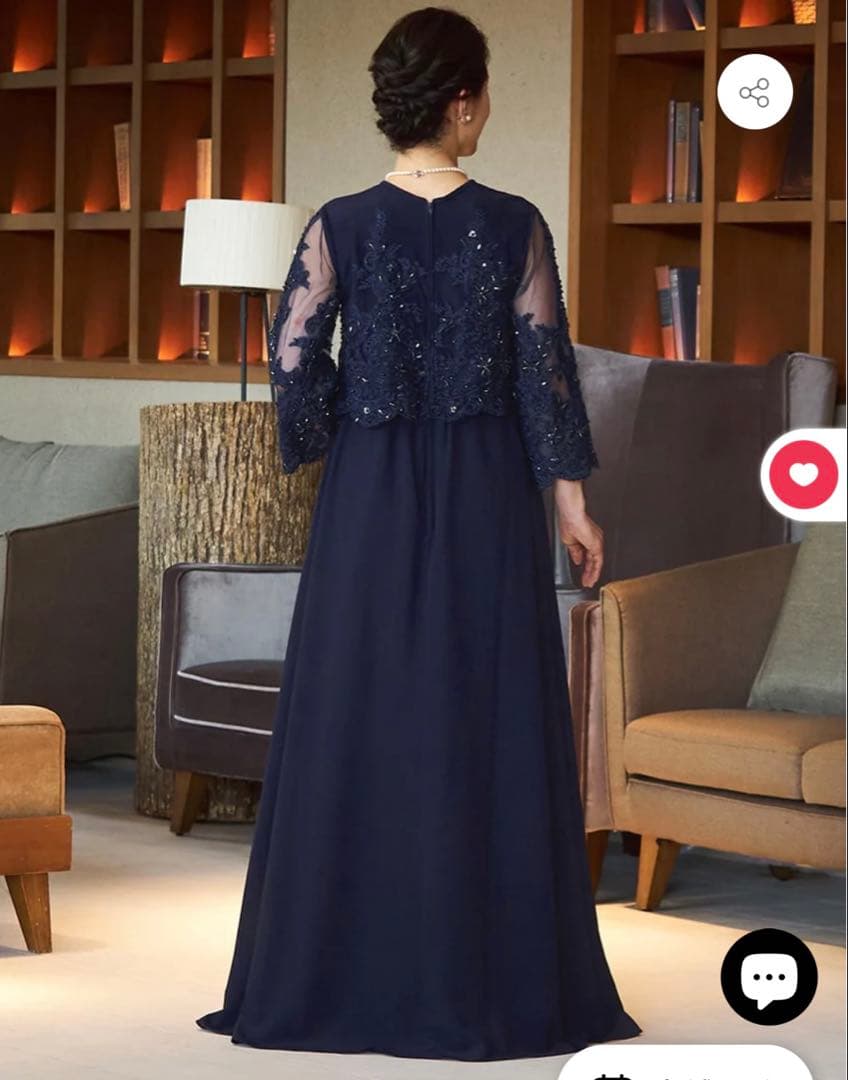 結婚式ママドレス　TWEED DONNA ネイビービーズ刺繍ドレス Aライン