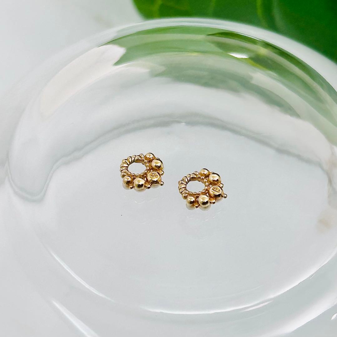 agete k14 パール付　ピアスチャーム　ゴールド　5珠