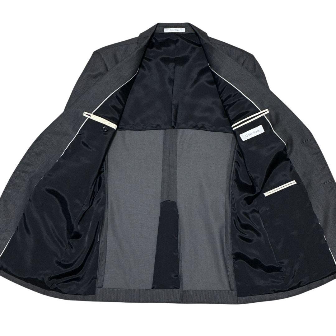 【美品】カルバンクライン CK セットアップ スーツ上下 シングル ストライプ