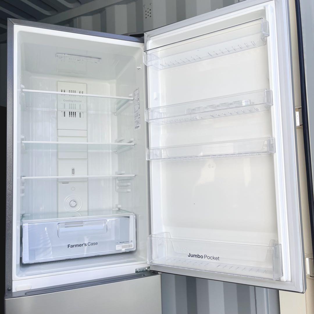 76取付無料！海外風デザインスタイリッシュシルバー大容量307L冷蔵庫！洗濯機