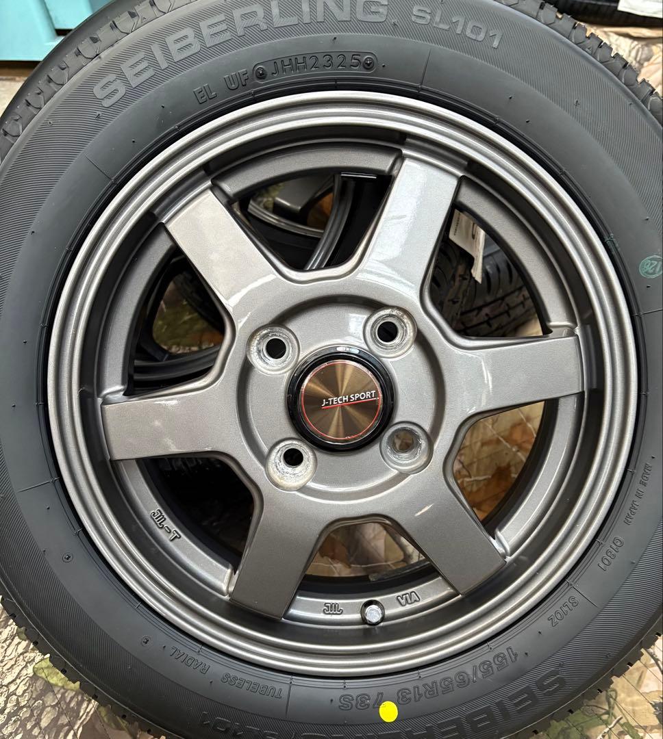 ⑥155.65.13 新品タイヤ4本と中古美品ホイールと「ホイールナットなし」