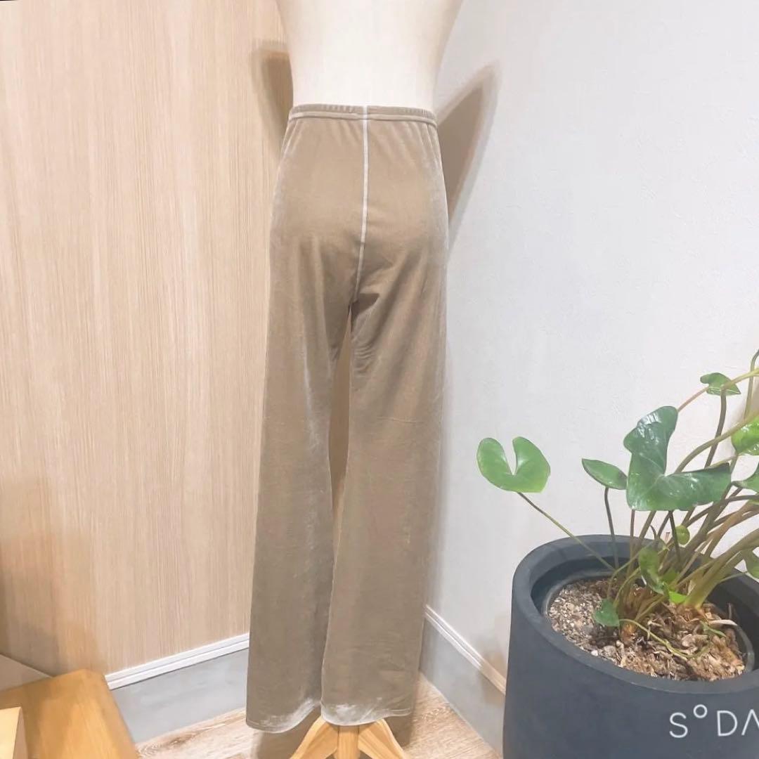 Simone wild ベージュ ストレッチ ワイドパンツ